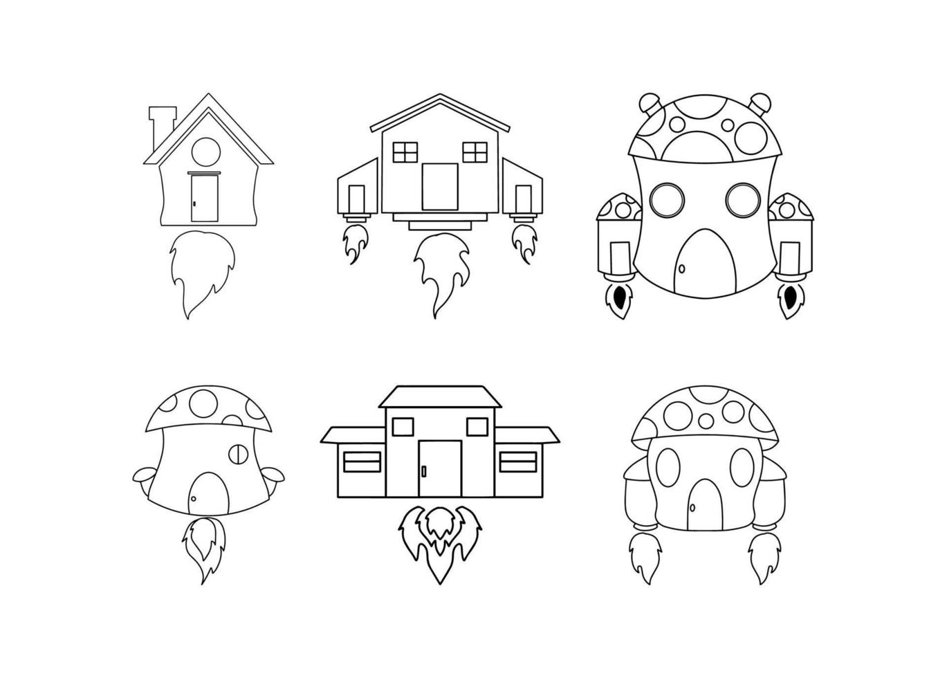 Hand-drawn Set of House on Fire Illustrations vector