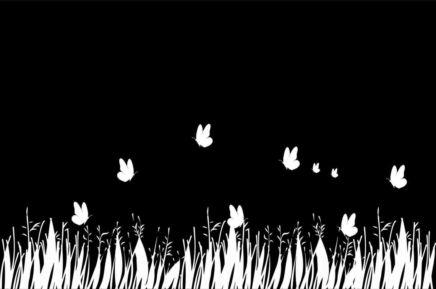 Black and White Grass with Flower Abstract Background vector