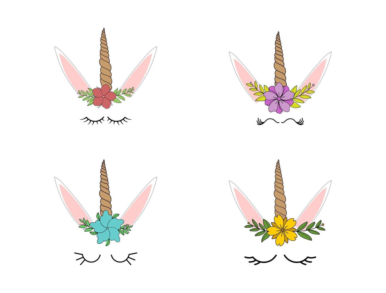 Cute Decoration Unicorn Funny Eyelash Collection vector