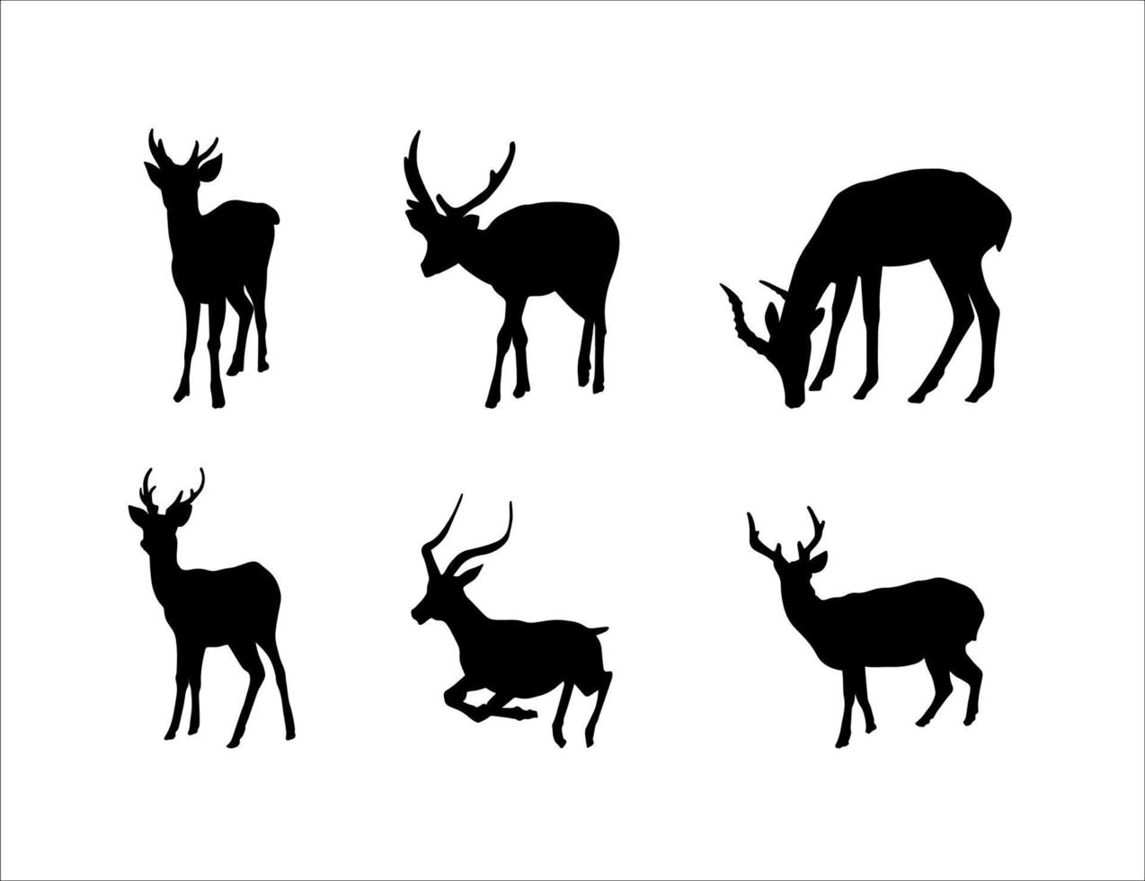 conjunto de colección de silueta de ciervo vector