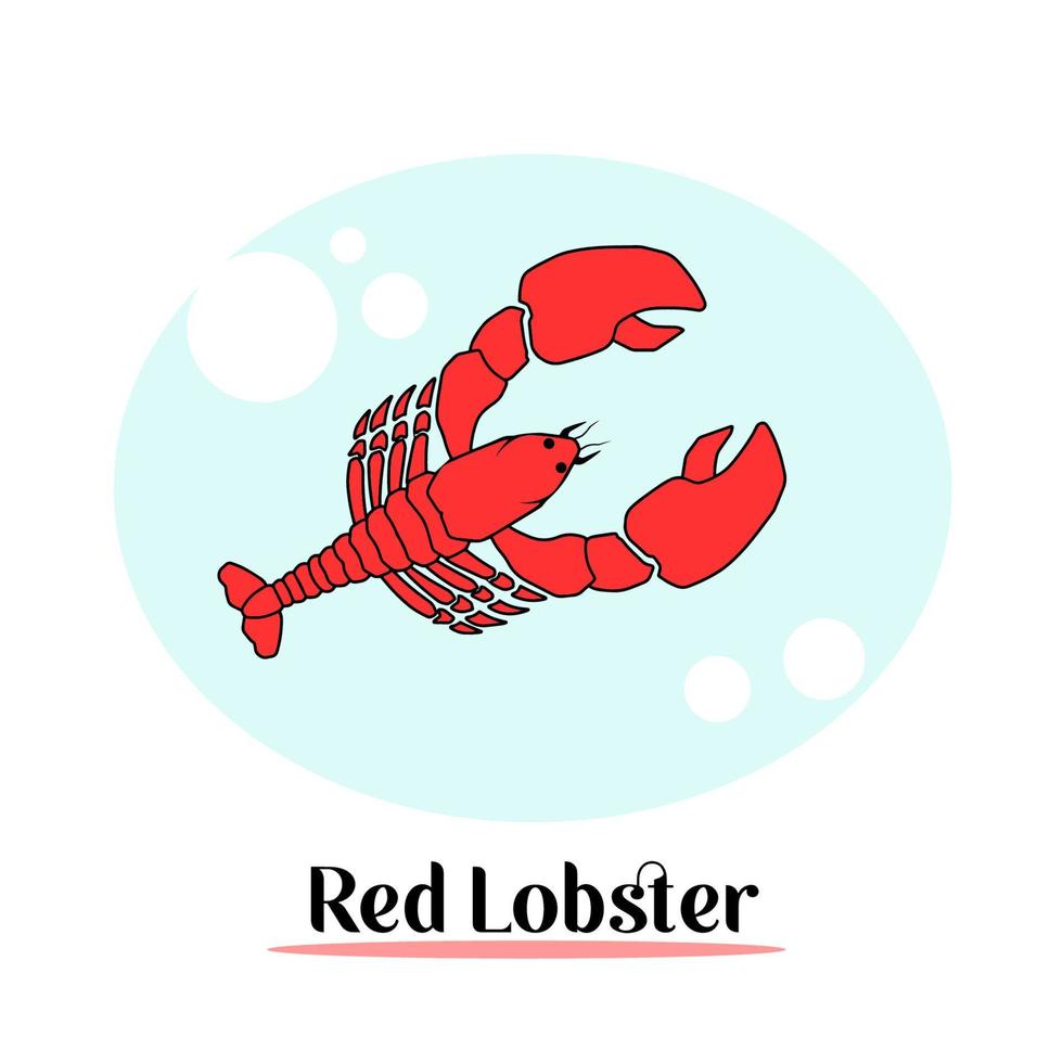 Red Lobster with Blue background Vector