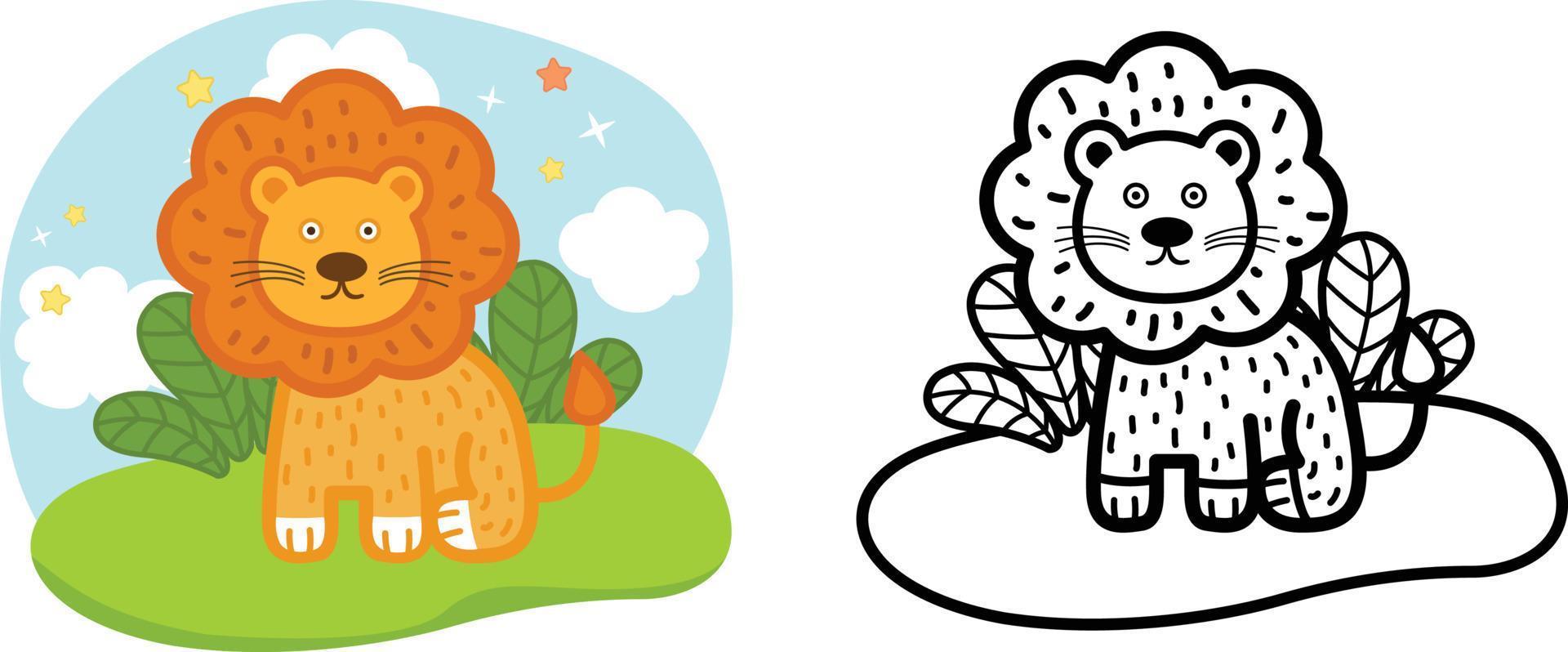 Illustration of educational coloring book animal lion vector