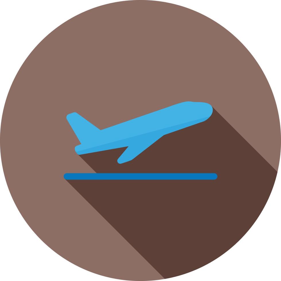 Icono de larga sombra plana de despegue de vuelo vector