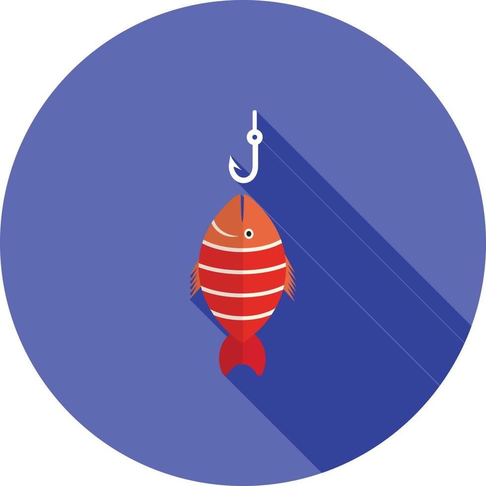 Fish Caught Flat Long Shadow Icon vector