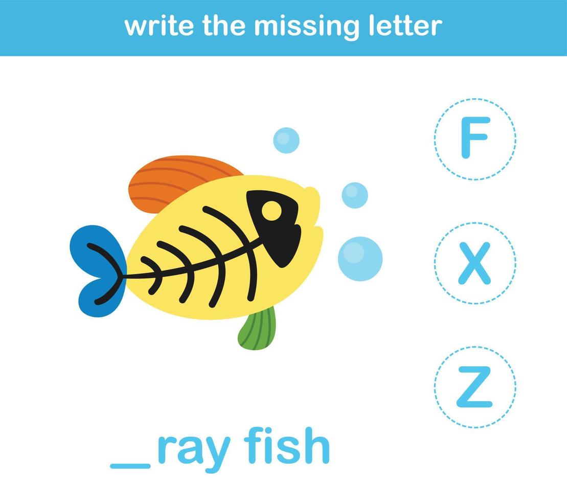 write the missing letter,illustration, vector