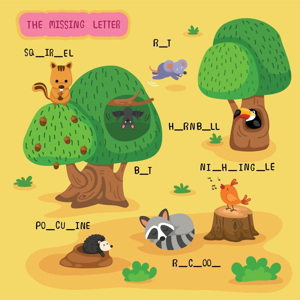 write the missing letter,illustration, vector