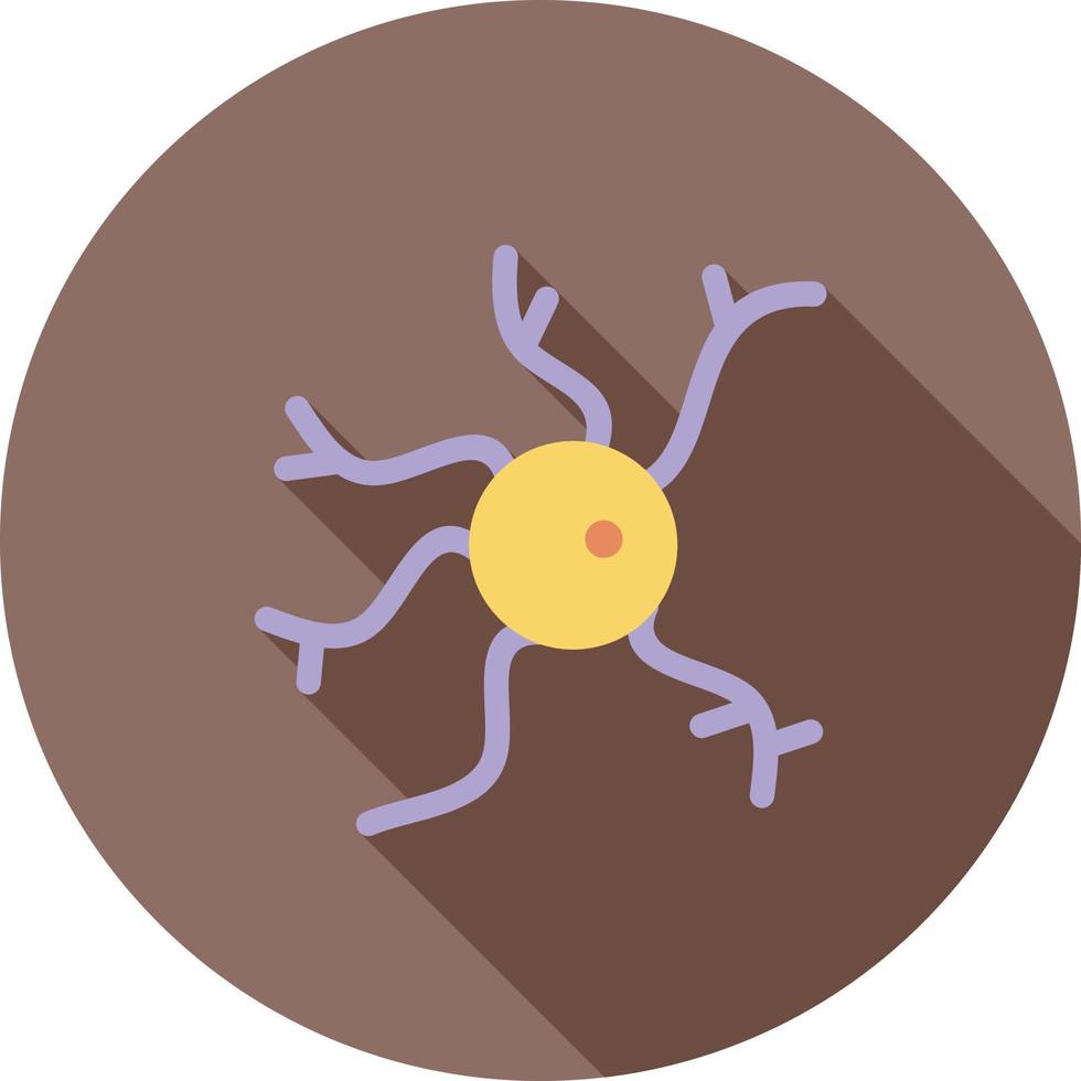 icono de larga sombra plana de neurona vector