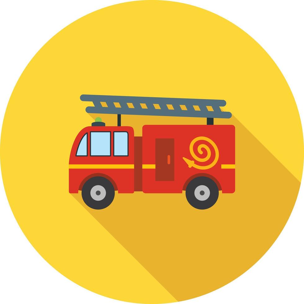 Fire Truck Flat Long Shadow Icon vector