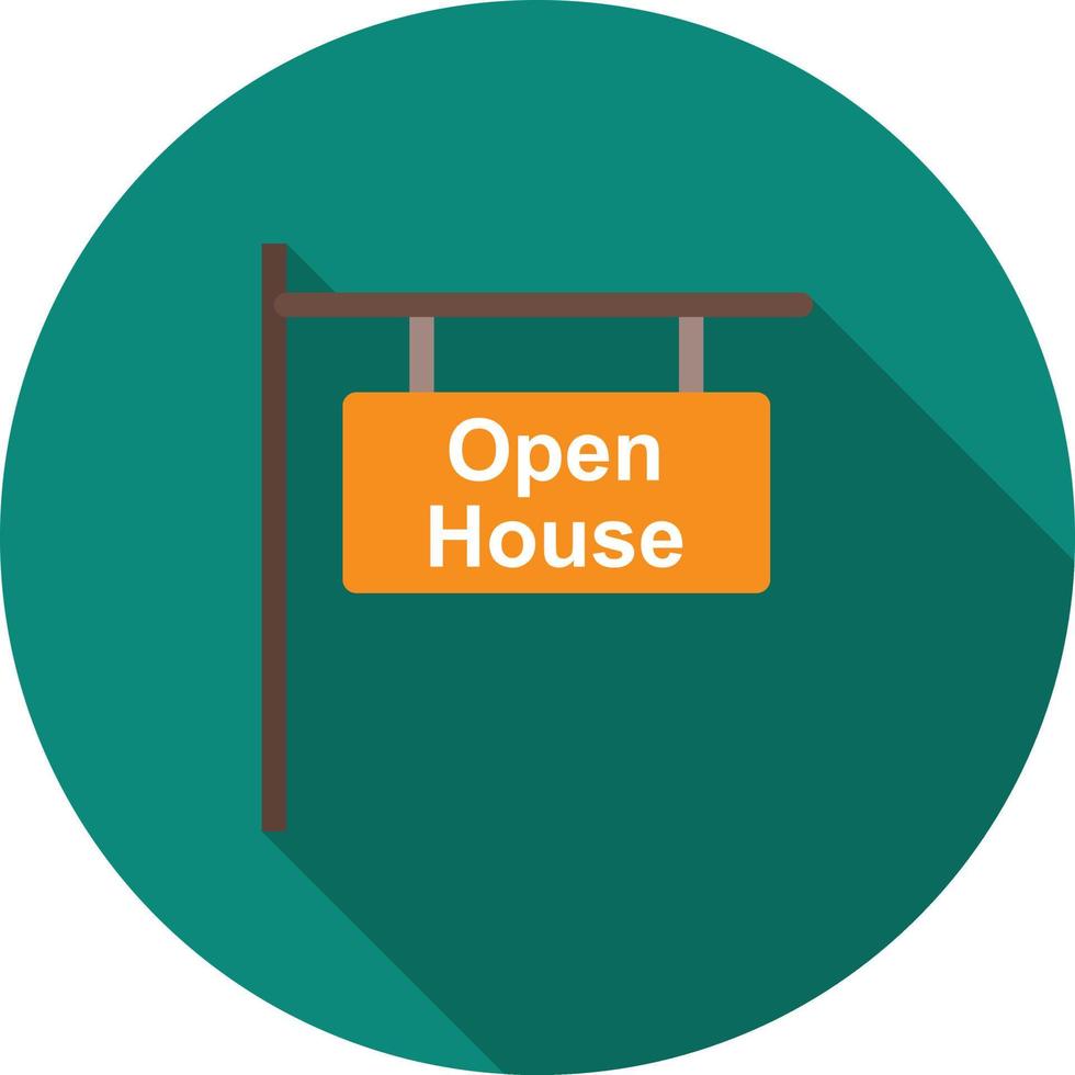 Open House Sign Flat Long Shadow Icon vector