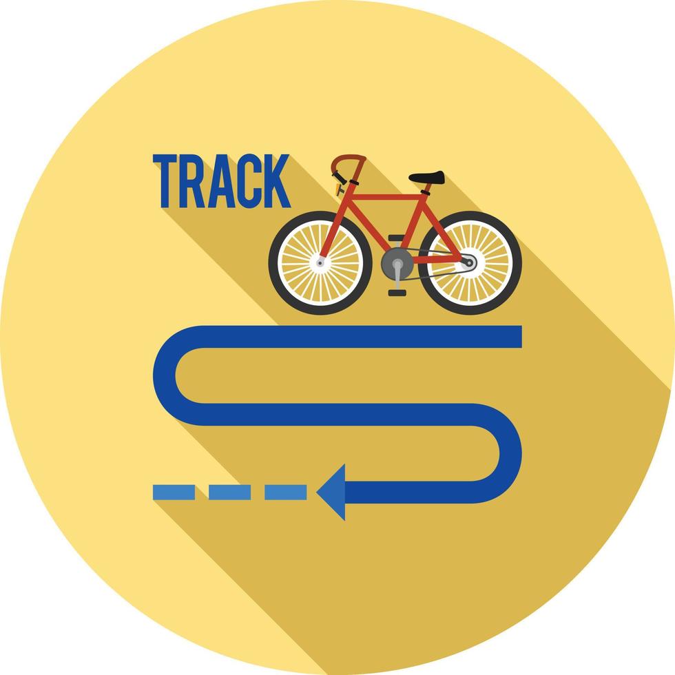 Icono de larga sombra plana de pista de bicicleta vector