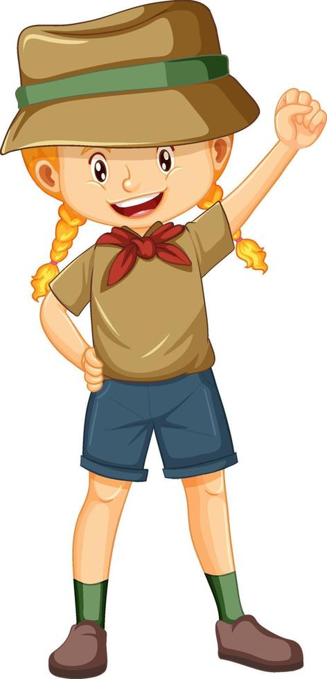 Cute camping girl cartoon character vector