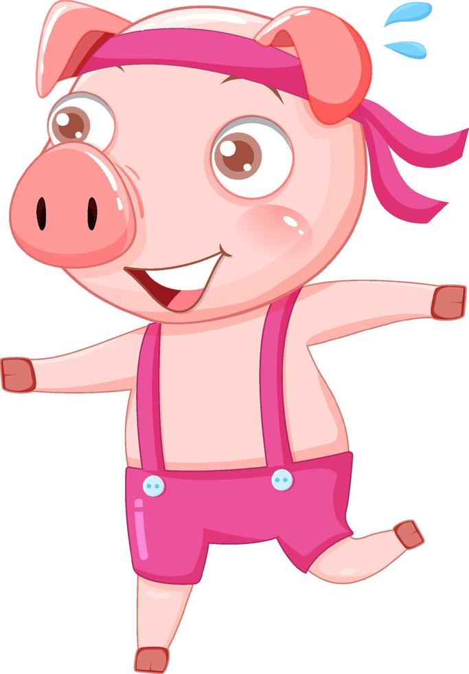 Cute pig cartoon character working out vector