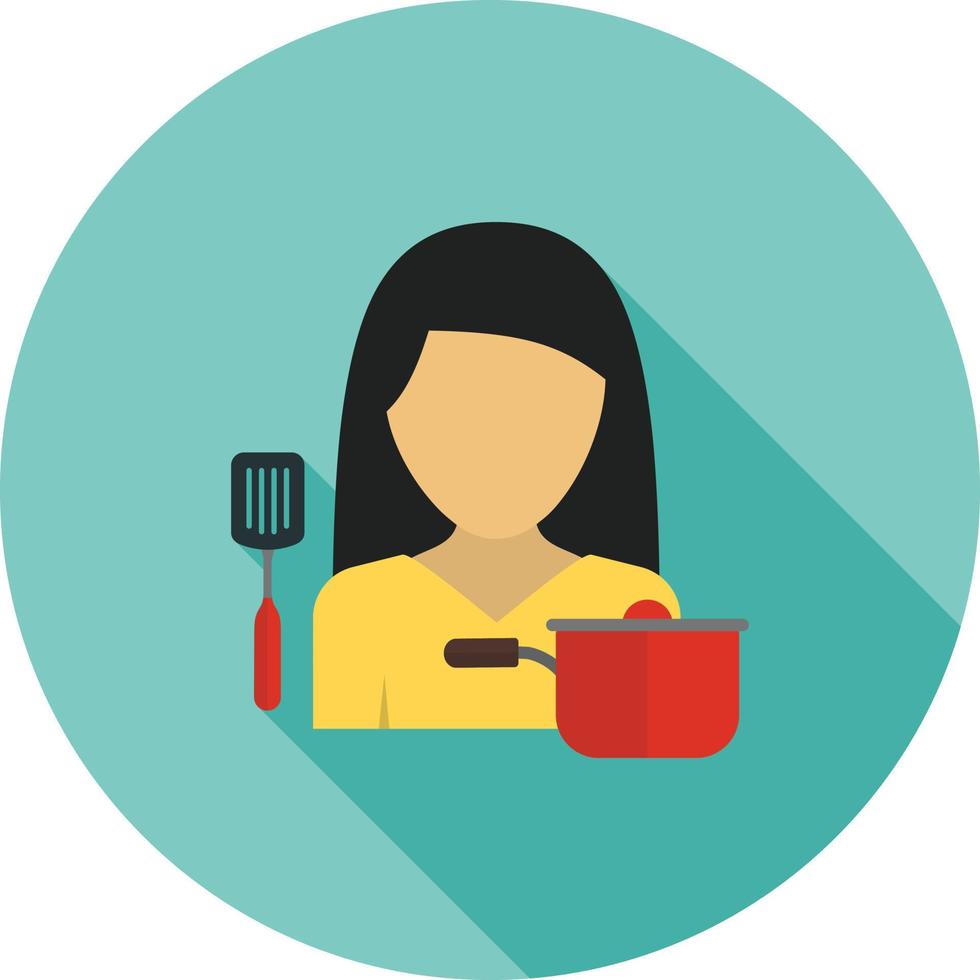 Woman Cooking Flat Long Shadow Icon vector