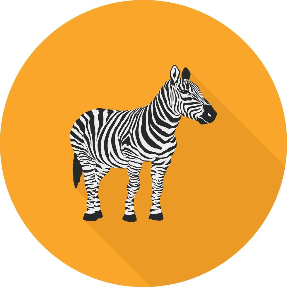 Zebra Flat Long Shadow Icon vector