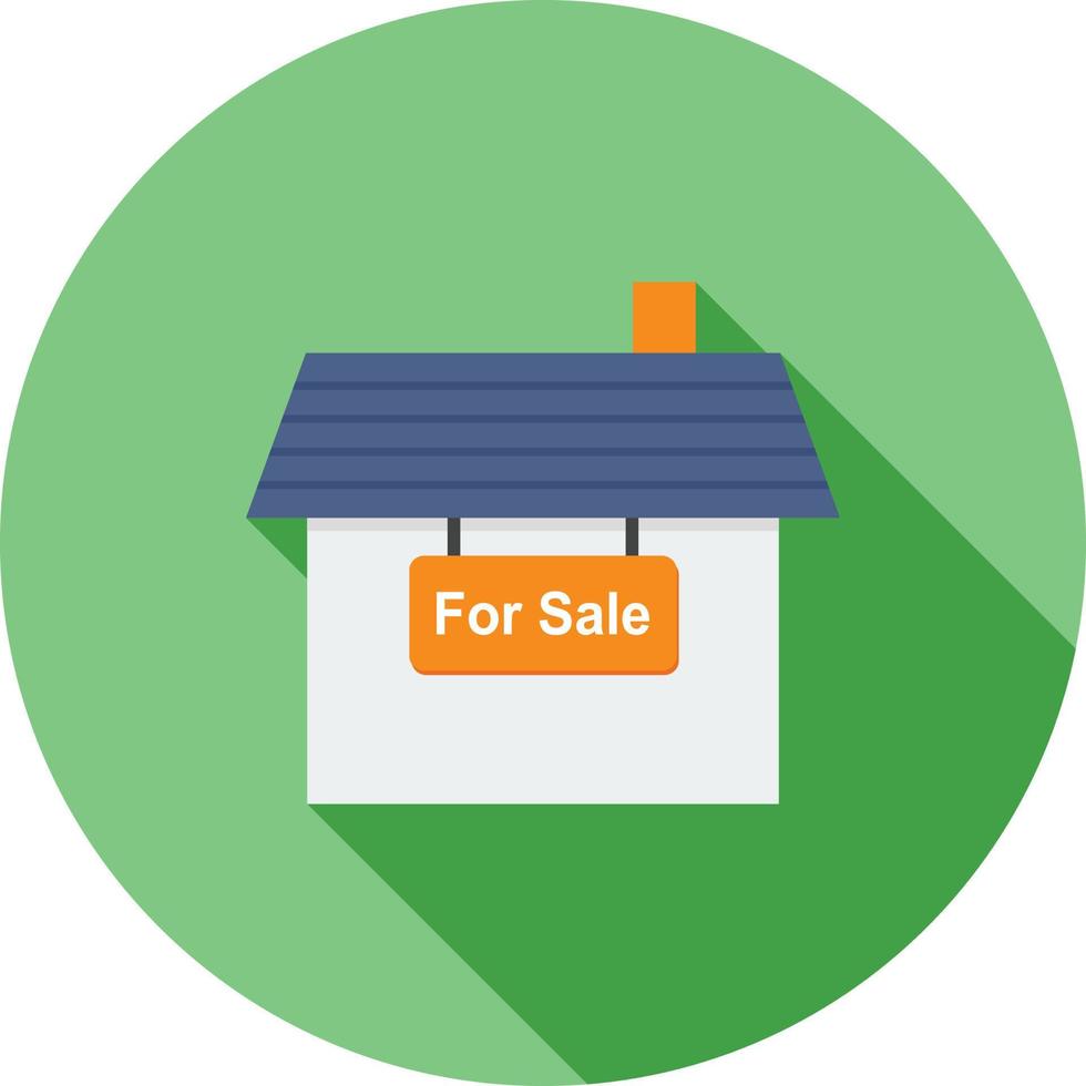 House for Sale Flat Long Shadow Icon vector