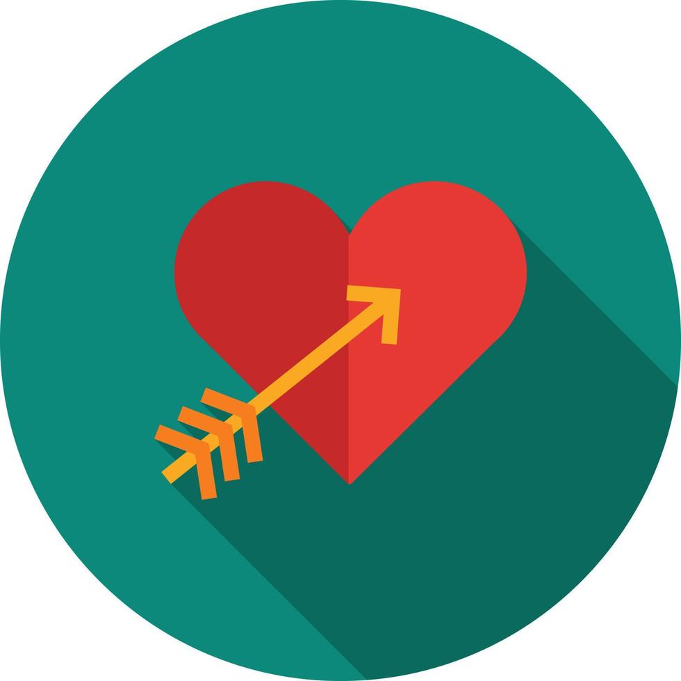 corazón con flecha plana larga sombra icono vector