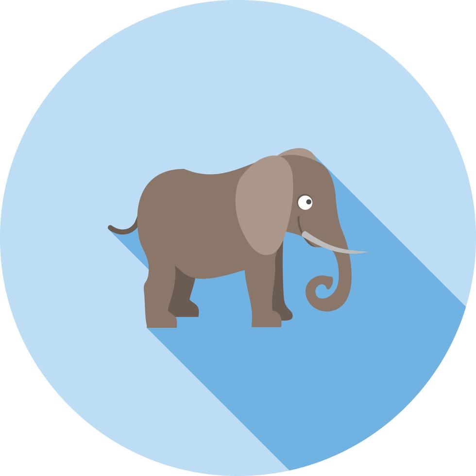 icono de sombra larga plana de elefante vector