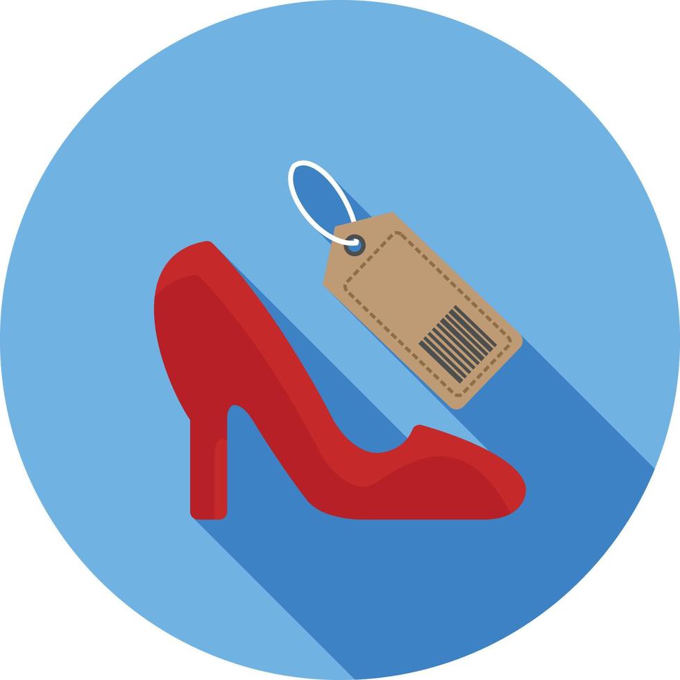 Icono de larga sombra plana de compras de zapatos vector