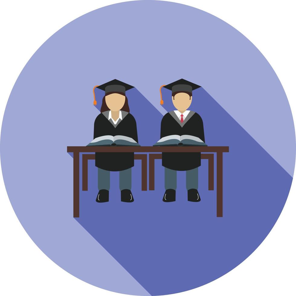 Students Sitting Flat Long Shadow Icon vector