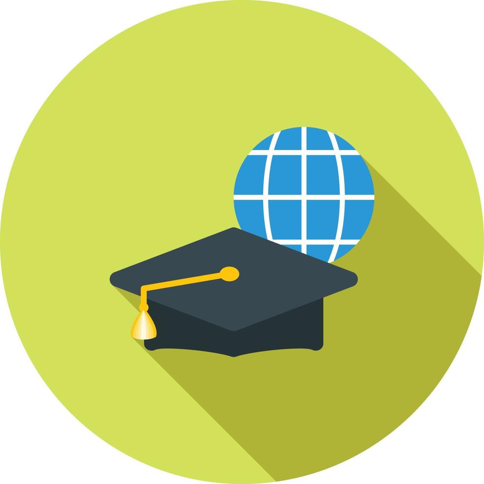 Online Graduation Flat Long Shadow Icon vector