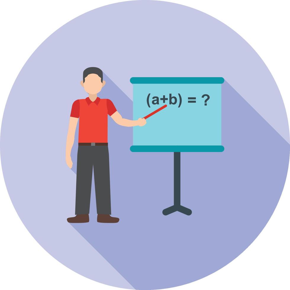 Teacher Teaching Flat Long Shadow Icon vector