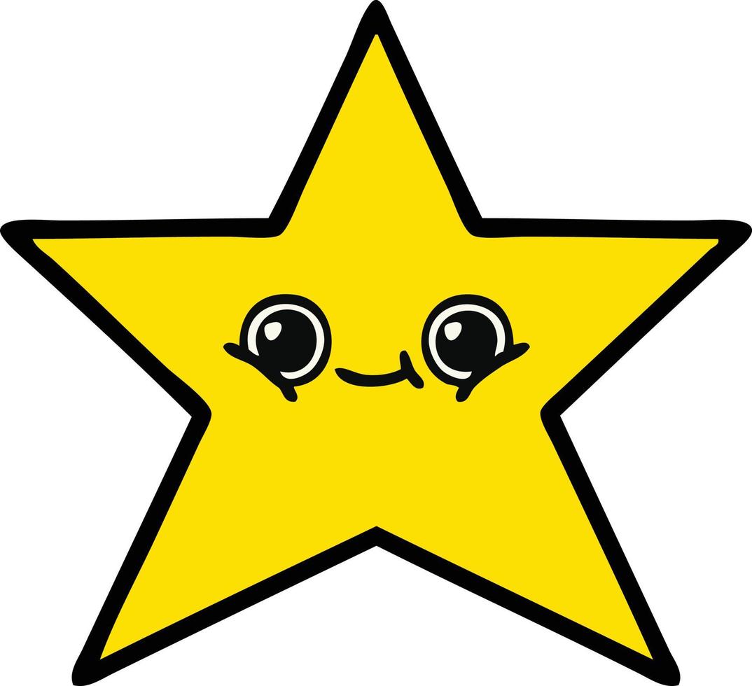 cute cartoon gold star vector