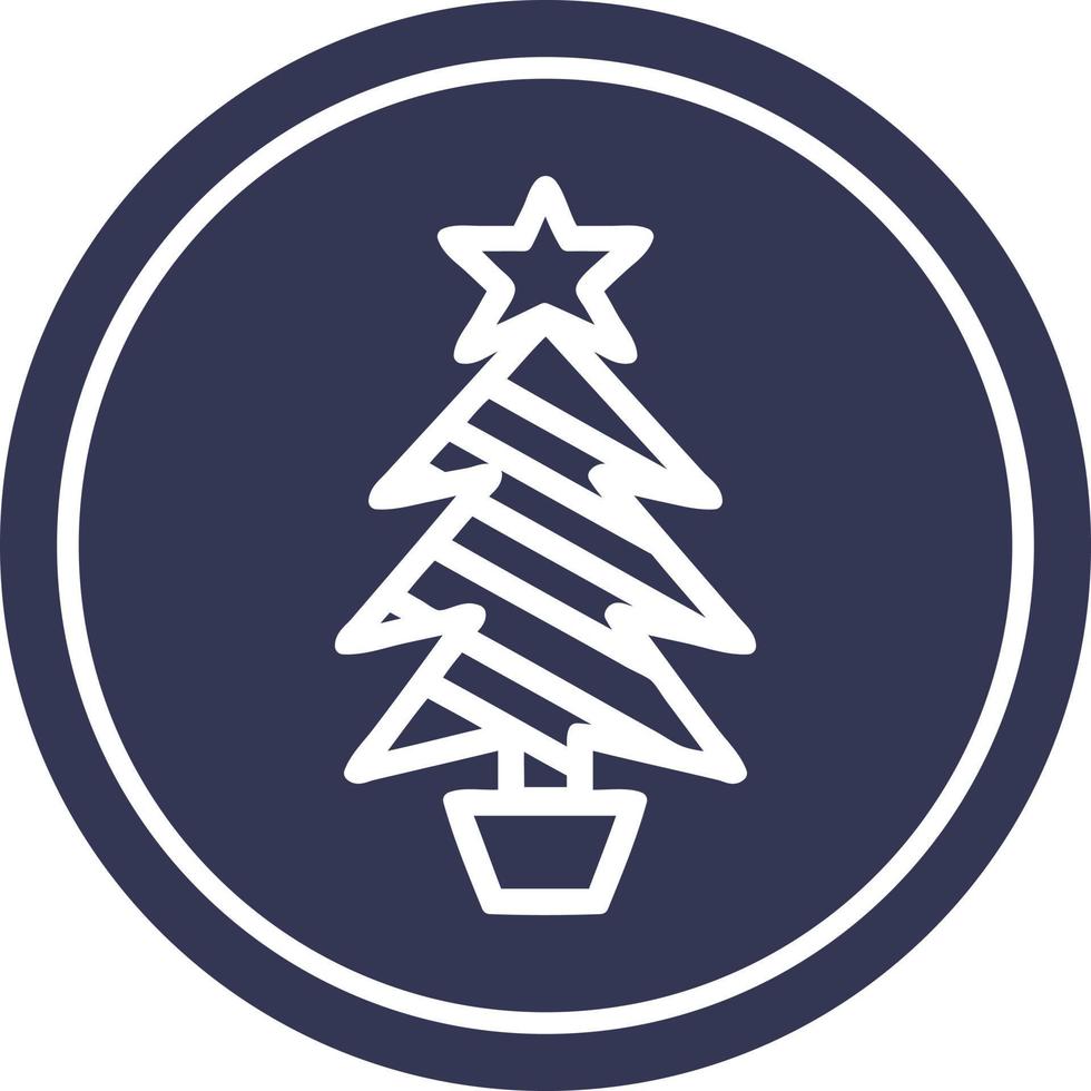 christmas tree circular icon vector
