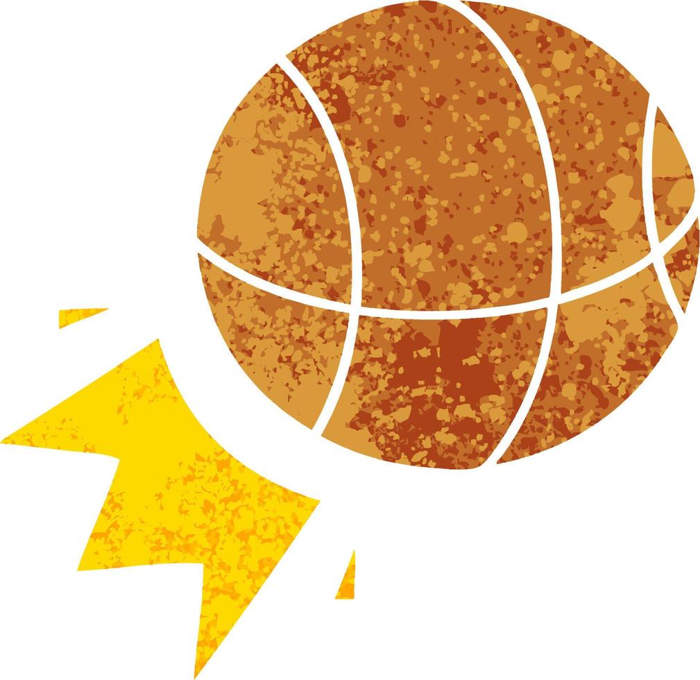 retro illustration style cartoon basket ball vector