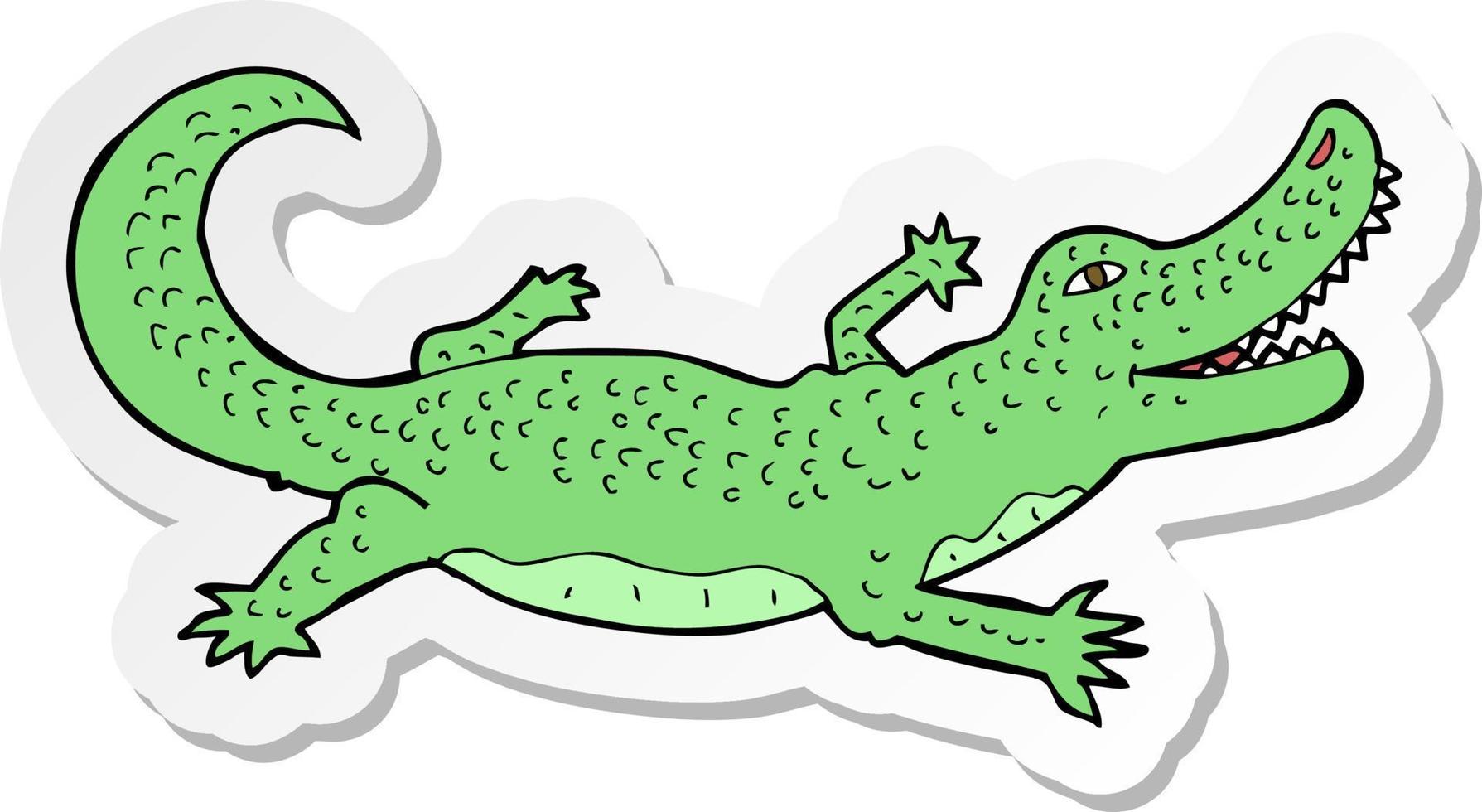 sticker of a cartoon crocodile vector