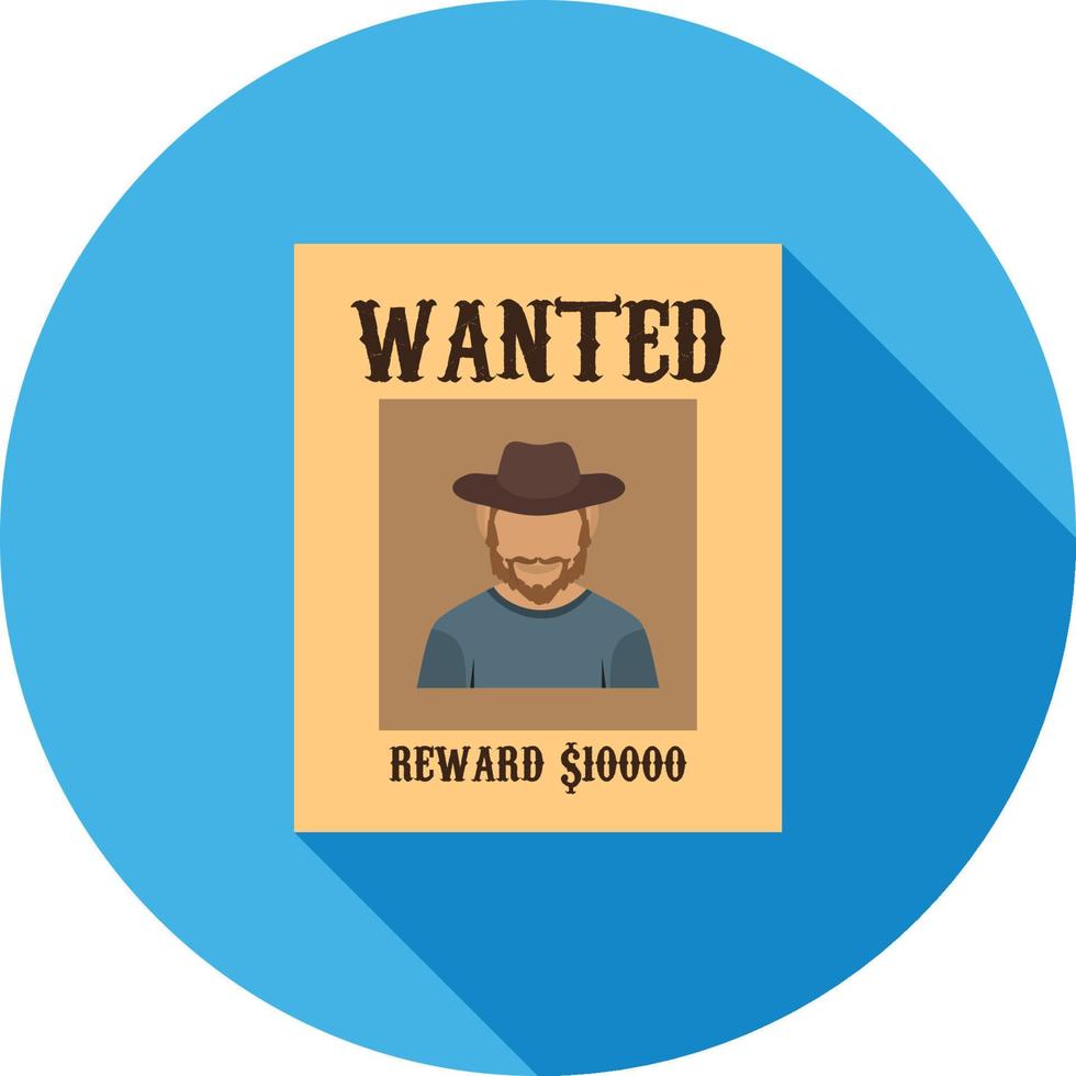 Wanted Poster Flat Long Shadow Icon vector