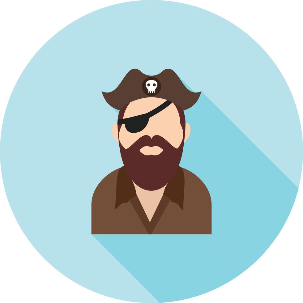 Pirate in Hat Flat Long Shadow Icon vector