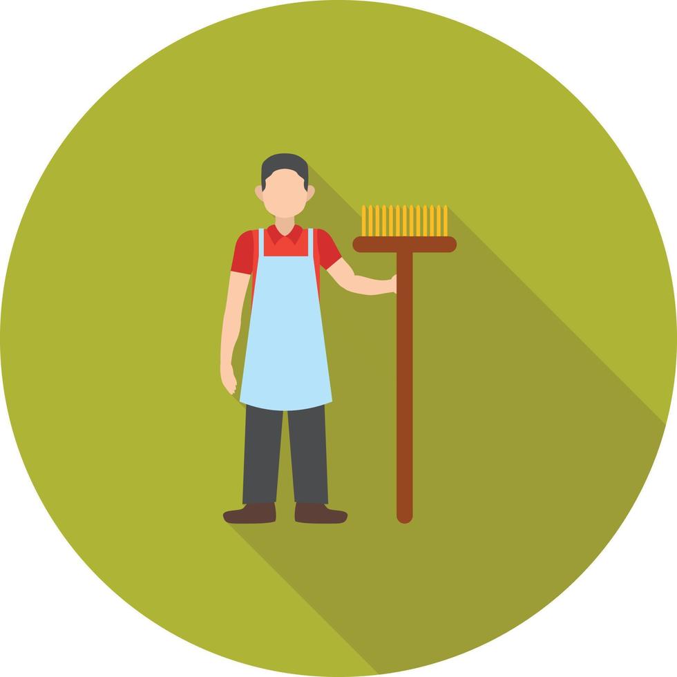 Man Holding Mop Flat Long Shadow Icon vector
