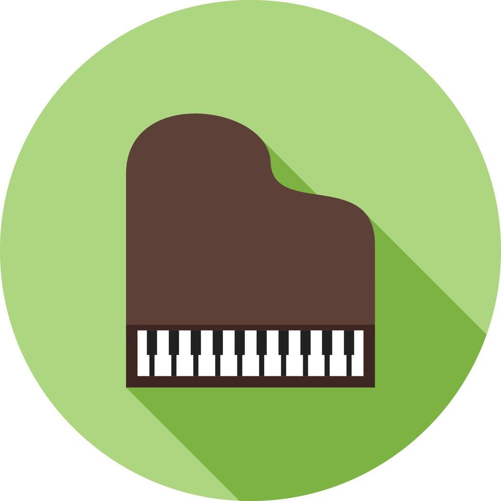 icono de sombra larga plana de piano de cola vector