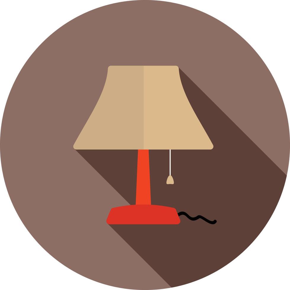 lámpara de mesa plana larga sombra icono vector