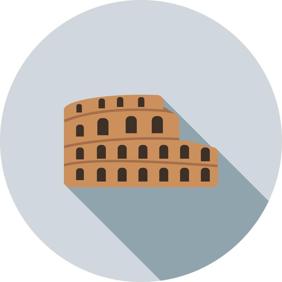 coliseo plano larga sombra icono vector