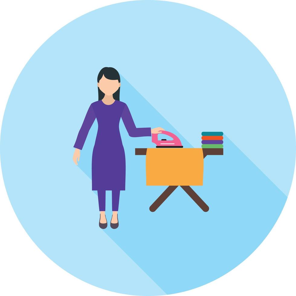 Woman Ironing Clothes Flat Long Shadow Icon vector