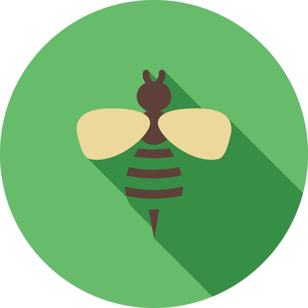 icono de sombra larga plana de abeja de miel vector