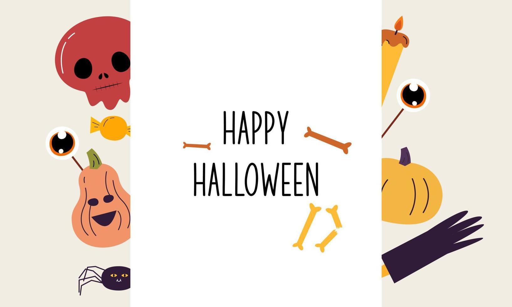 Graphic elements for halloween doodle vector. Happy Halloween card background vector