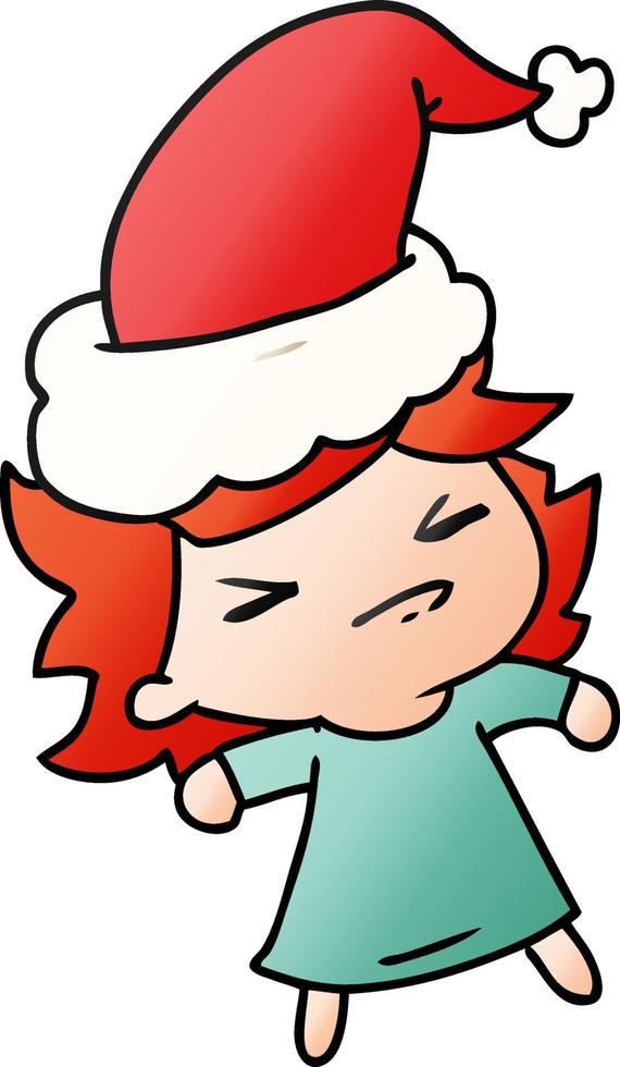 christmas gradient cartoon of kawaii girl vector