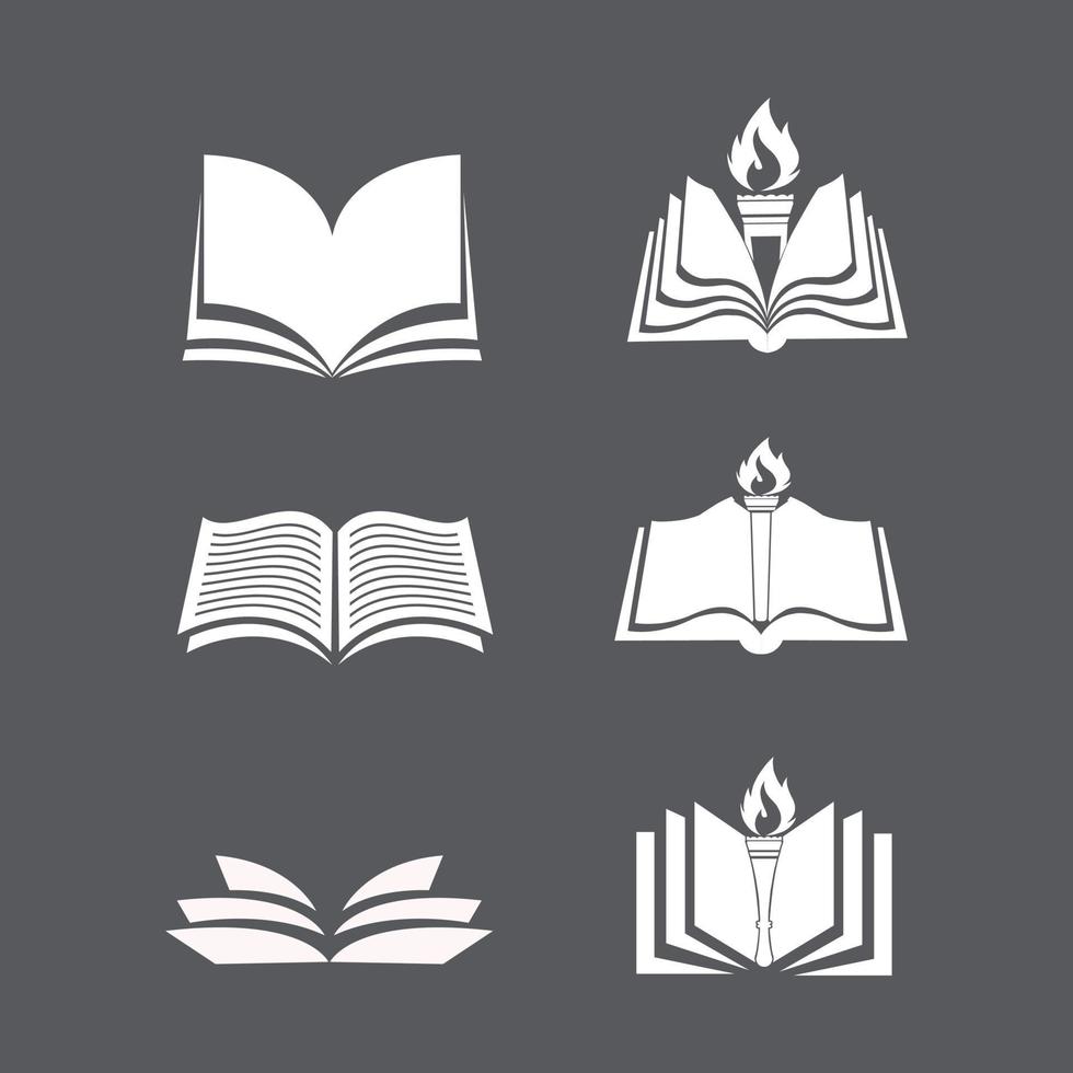 Book icon set in thin shape style. vector