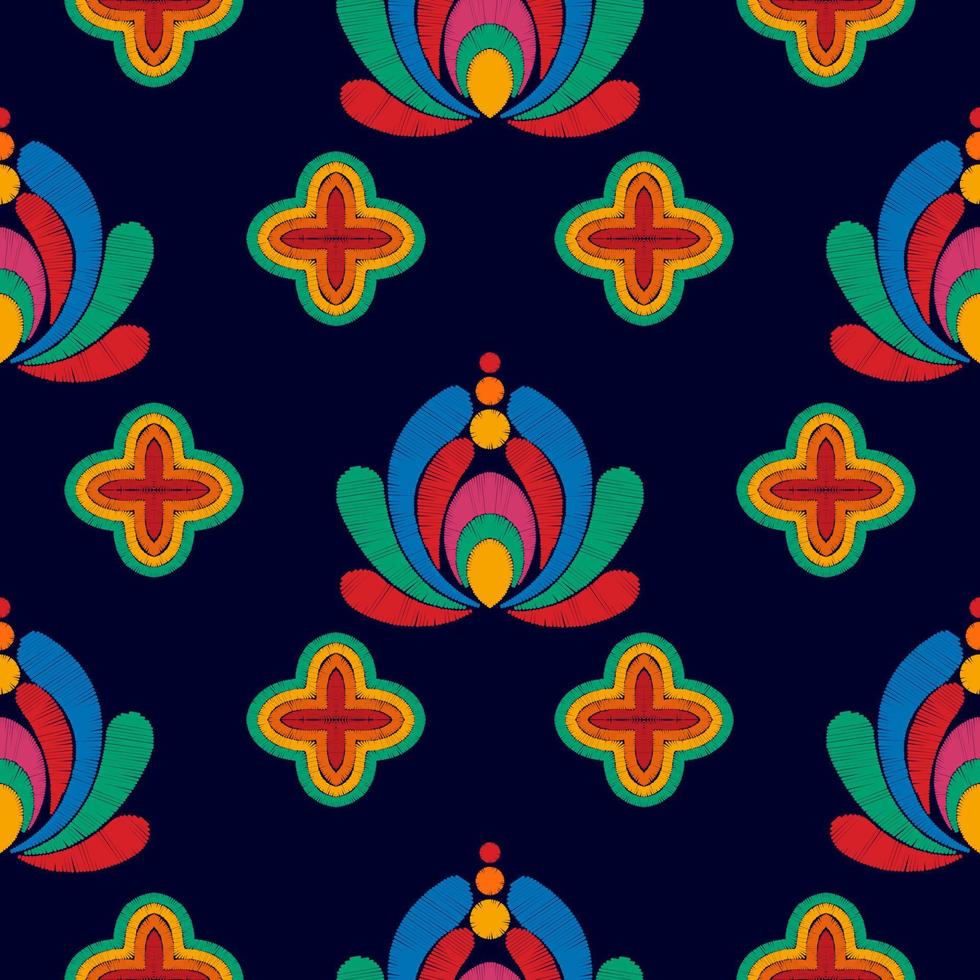 Floral Hungarian polish Moravian folk ethnic seamless pattern design. Aztec fabric carpet boho mandalas textile decor wallpaper. Tribal native motif flower traditional embroidery vector