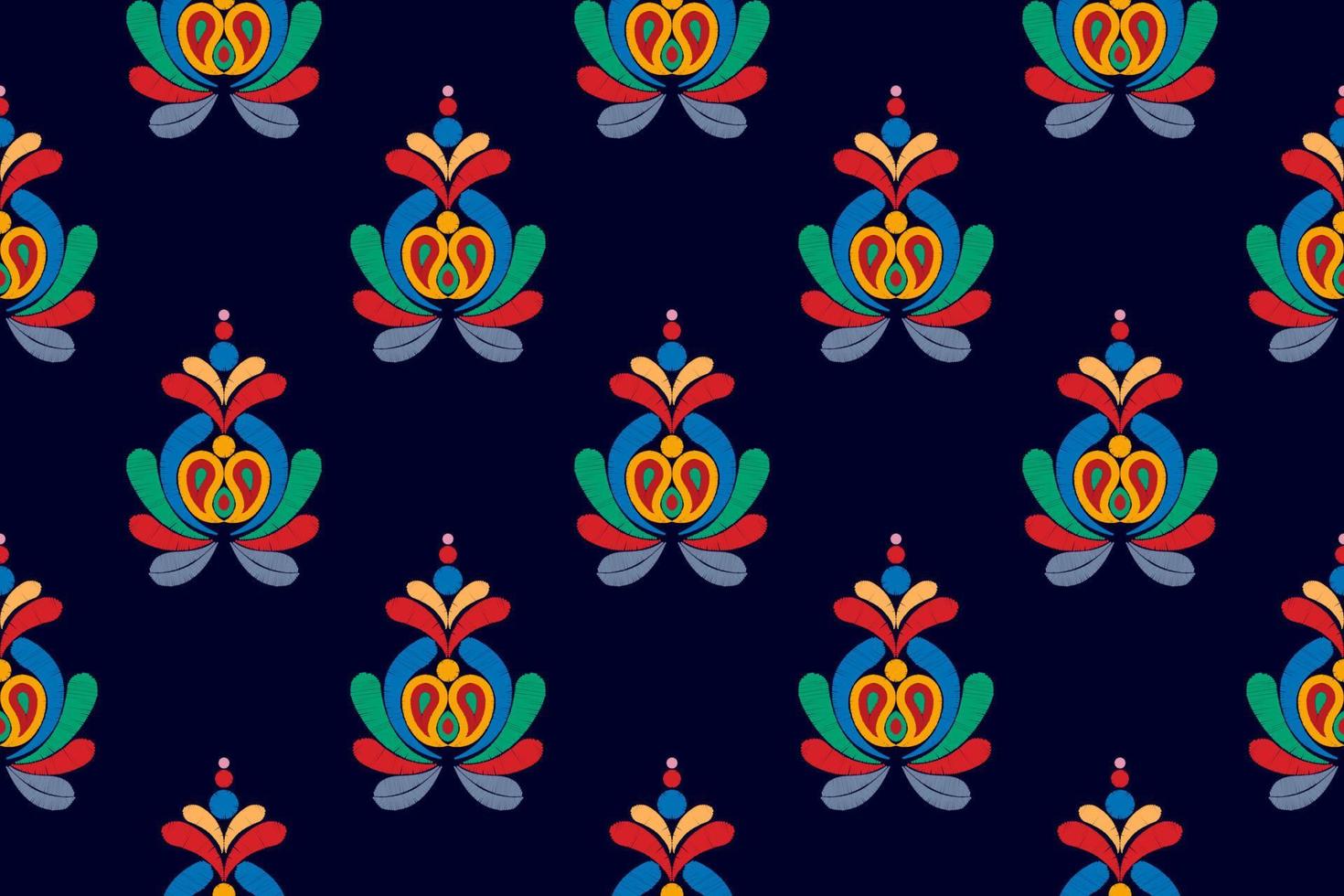 Floral Hungarian polish Moravian folk ethnic seamless pattern design. Aztec fabric carpet boho mandalas textile decor wallpaper. Tribal native motif flower traditional embroidery vector