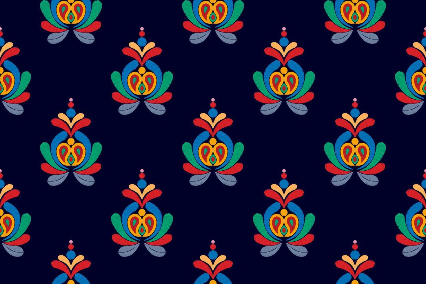 Floral Hungarian polish Moravian folk ethnic seamless pattern design. Aztec fabric carpet boho mandalas textile decor wallpaper. Tribal native motif flower traditional embroidery vector