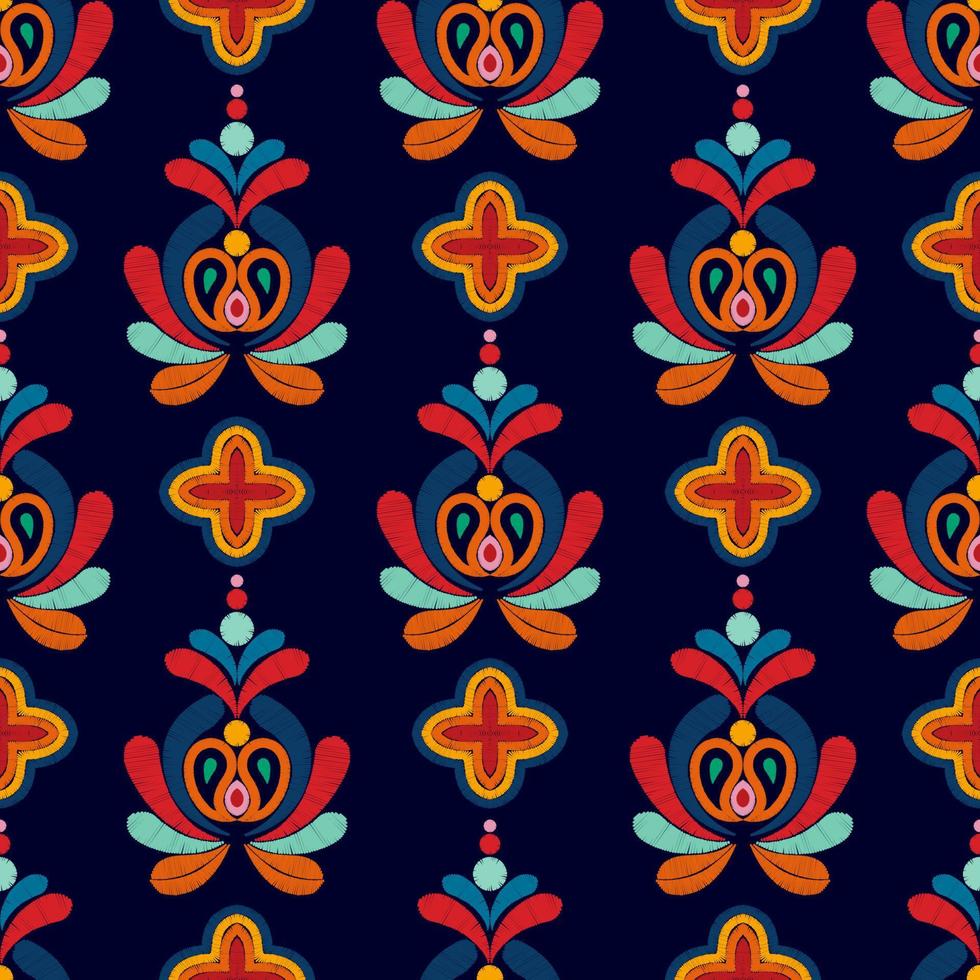 floral húngaro polaco moravo popular étnico diseño de patrones sin fisuras. alfombra de tela azteca boho mandalas decoración textil papel tapiz. vector de bordado tradicional de flor de motivo nativo tribal