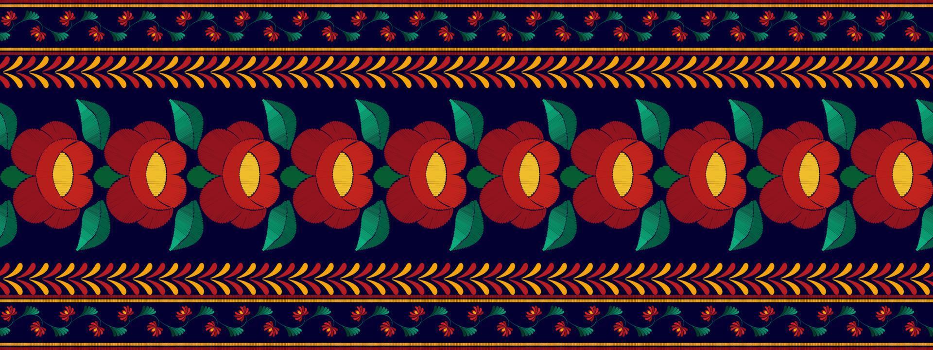 Floral Hungarian polish Moravian folk ethnic seamless pattern design. Aztec fabric carpet boho mandalas textile decor wallpaper. Tribal native motif flower traditional embroidery vector