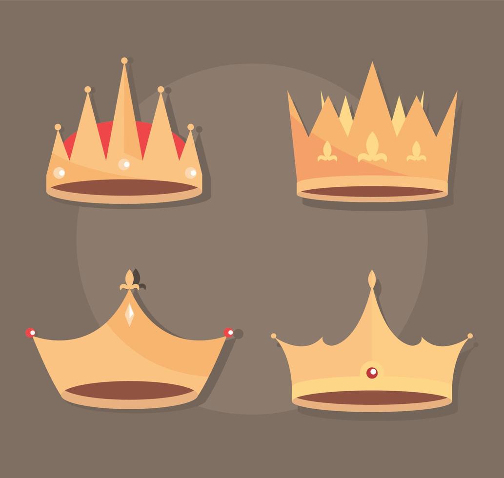 set of gold crown vector