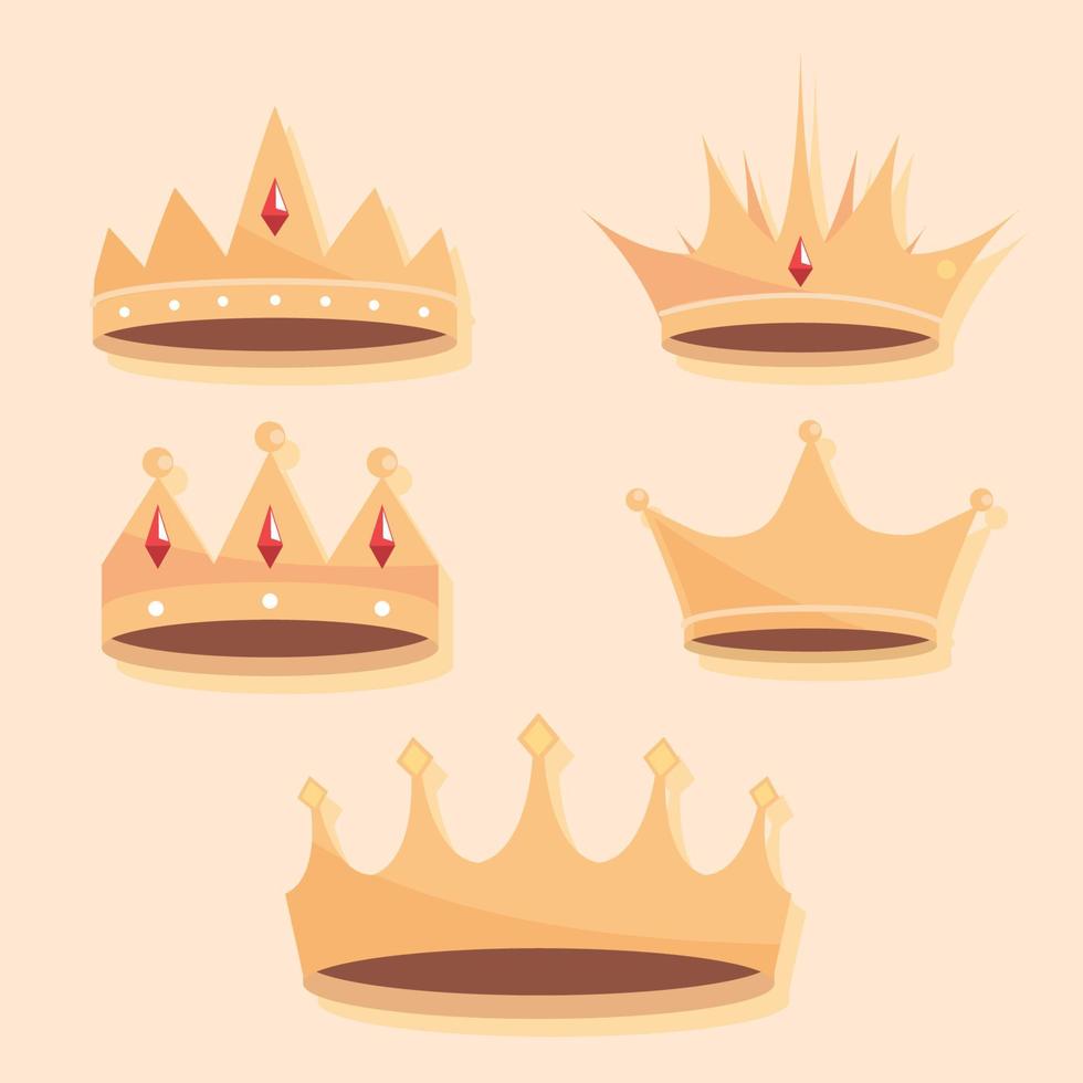 set gold crowns vector