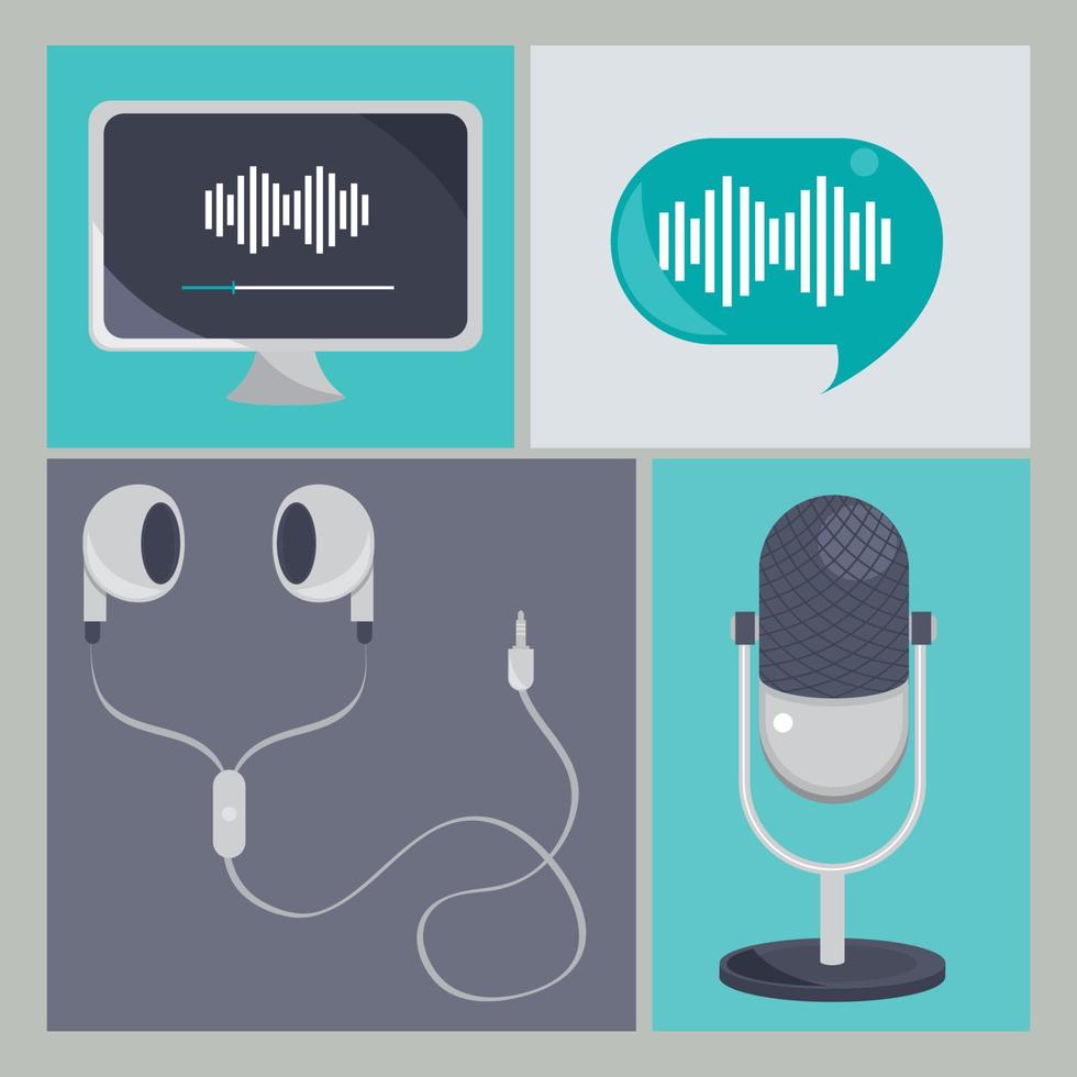 podcast icon collection vector