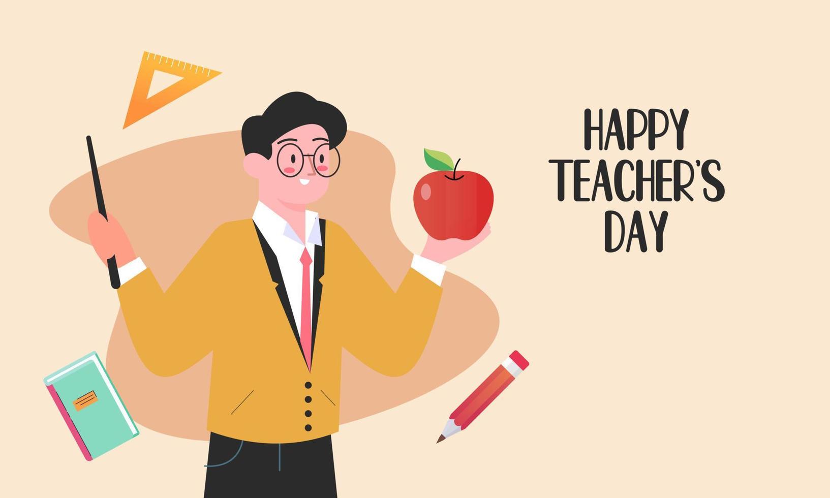 Happy teacher's day poster background concept vector illustration