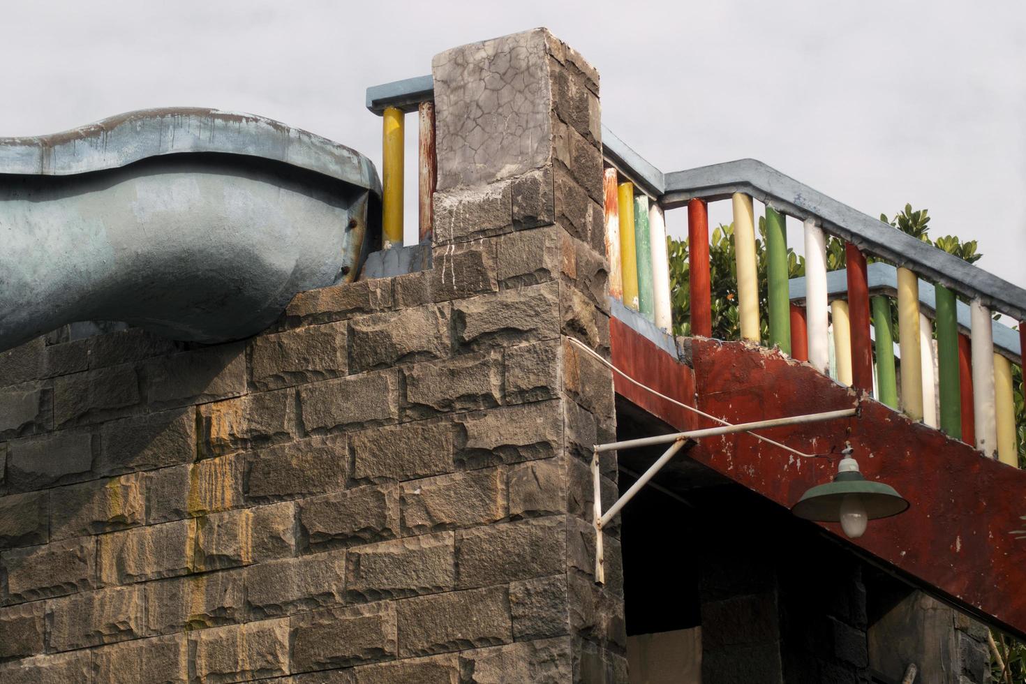 STAIRS TO THE SLICK TOWER IN THE WATER PARK photo